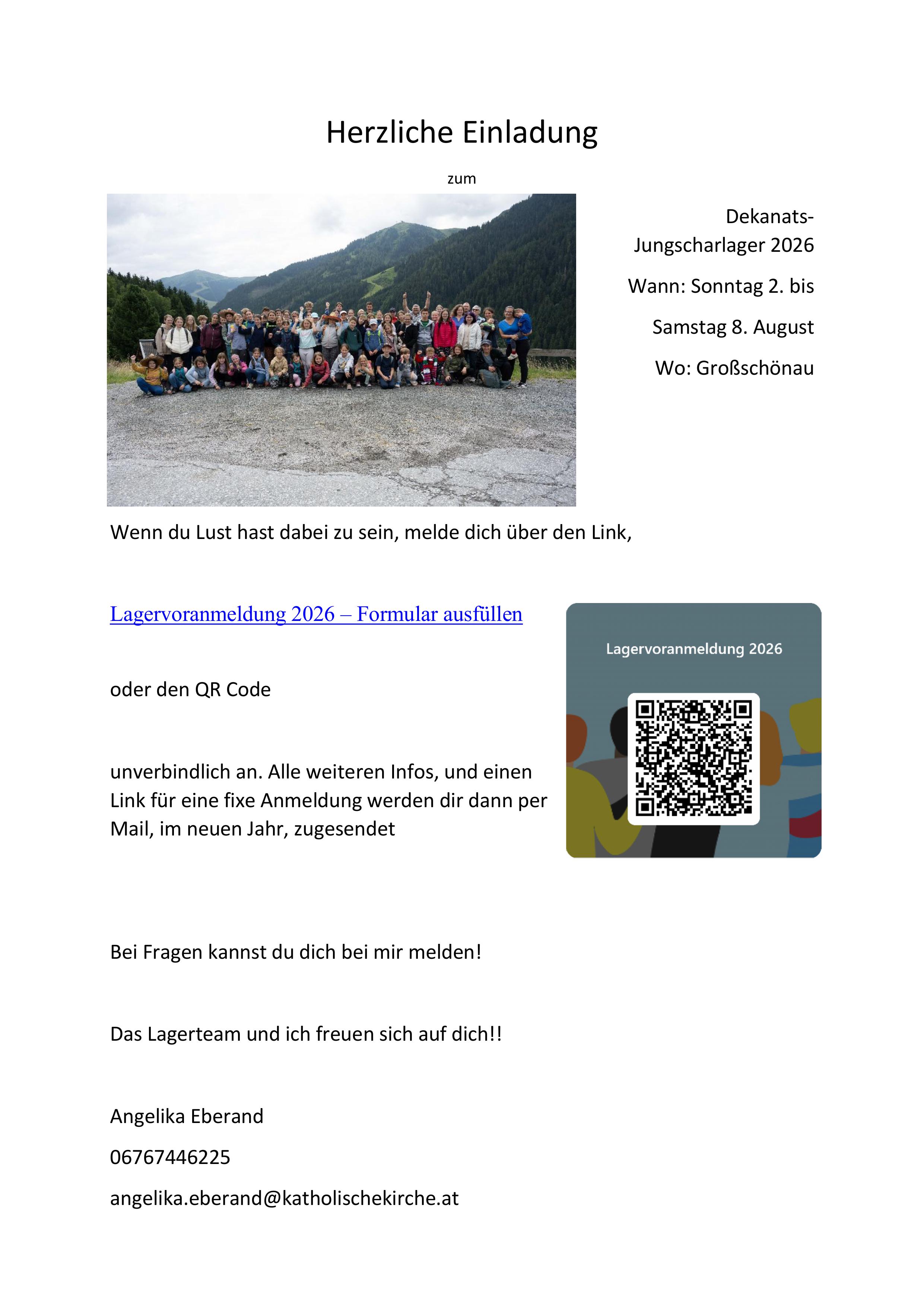 Einladung Jungscharlager 2026 / Angelika Eberand