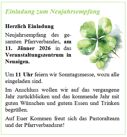 Einladung Neujahrsempfang / Pfarrverband