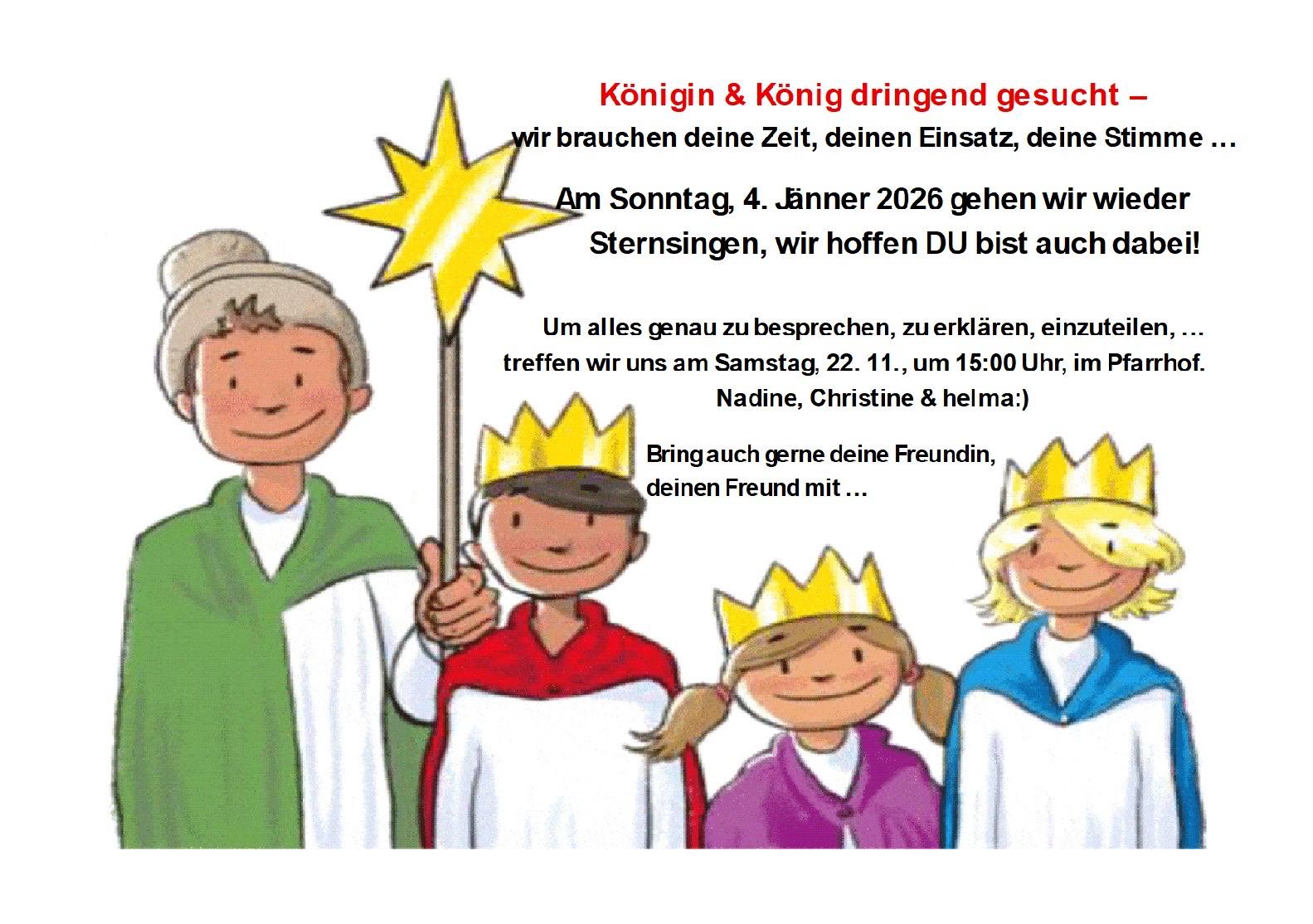 Einladung tzur Sternsingeraktion 2026 / Helma Wachter - Pfarre Neuaigen