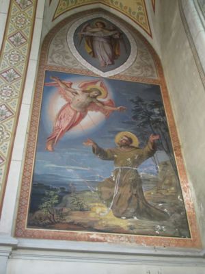 Wandgemälde Empfang der Wundmale des heiligen Franziskus / F.Winter