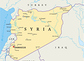 Political map of Syria with capital Damascus, national borders, most important cities, rivers and lakes. Vector illustration.