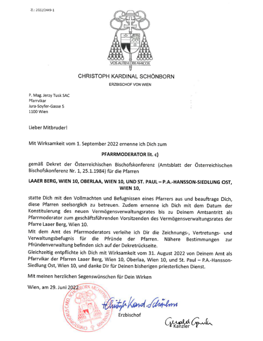 Ernennung Tusk zum Moderator