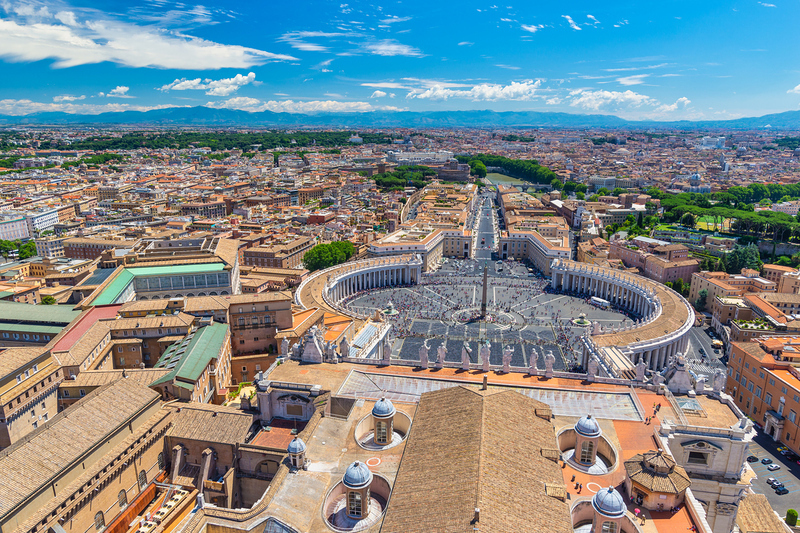 Rome Vatican Italy, high angle view city skyline at St. Peter's Square