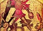 Der Erzengel Michael erschlägt den Drachen (spanische Illustration aus dem späten 14. oder frühen 15. Jahrhundert)